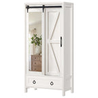 Armoire de rangement haute et large avec portes et miroir pleine longueur pour salle de bain
