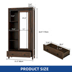 Armoire de rangement haute et large avec portes et miroir pleine longueur pour salle de bain