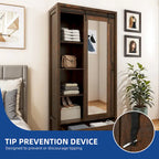 Armoire de rangement haute et large avec portes et miroir pleine longueur pour salle de bain
