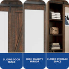 Armoire de rangement haute et large avec portes et miroir pleine longueur pour salle de bain