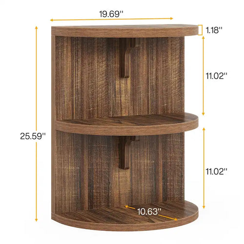 Table d'appoint demi-ronde à 3 niveaux, Table d'appoint semi-circulaire pour salon