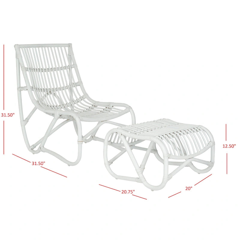 Ensemble Fauteuil et Repose-Pieds Jacquelynn White en Osier