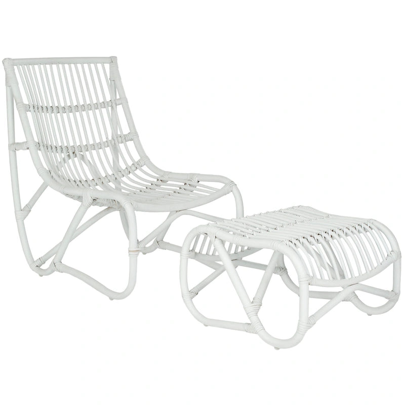 Ensemble Fauteuil et Repose-Pieds Jacquelynn White en Osier