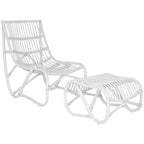 Ensemble Fauteuil et Repose-Pieds Jacquelynn White en Osier