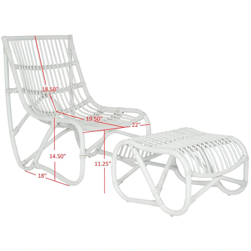 Ensemble Fauteuil et Repose-Pieds Jacquelynn White en Osier
