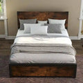 Cadre de lit Queen-Size rustique avec tête de lit en bois