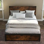 Cadre de lit Queen-Size rustique avec tête de lit en bois
