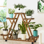 Étagère à plantes d'extérieur mobile en bois à 6 niveaux pour jardin