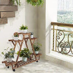 Étagère à plantes d'extérieur mobile en bois à 6 niveaux pour jardin