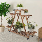Étagère à plantes d'extérieur mobile en bois à 6 niveaux pour jardin