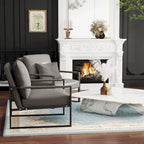 Fauteuils Modernes Vintage Rembourrés en Cuir PU, Fauteuils d'Appoint du Milieu du Siècle avec Cadre en Acier, Chaises de Salon (Lot de 2)
