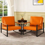 Fauteuils Modernes Vintage Rembourrés en Cuir PU, Fauteuils d'Appoint du Milieu du Siècle avec Cadre en Acier, Chaises de Salon (Lot de 2)