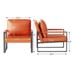Fauteuils Modernes Vintage Rembourrés en Cuir PU, Fauteuils d'Appoint du Milieu du Siècle avec Cadre en Acier, Chaises de Salon (Lot de 2)