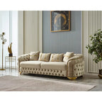 Ensemble de salon Aryanna 3 pièces, 1 canapé et 2 fauteuils, dossier touffeté