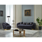 Ensemble de salon Aryanna 3 pièces, 1 canapé et 2 fauteuils, dossier touffeté