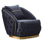 Ensemble de salon Aryanna 3 pièces, 1 canapé et 2 fauteuils, dossier touffeté