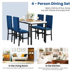 Ensemble table à manger 5 pièces pour 4 personnes, table de cuisine imitation marbre avec chaises en velours pour petits espaces, coin repas, salon