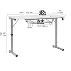 Table de couture pliante portable Rollaway II Argent/Blanc
