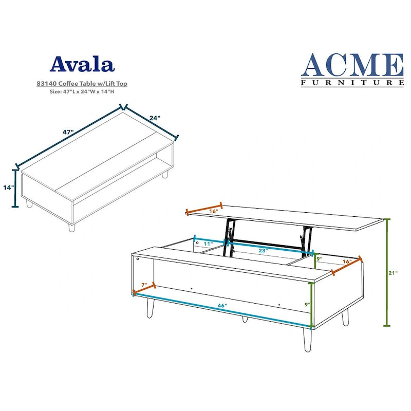 Table basse Avala avec plateau relevable en noyer et noir