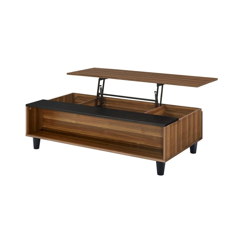 Table basse Avala avec plateau relevable en noyer et noir