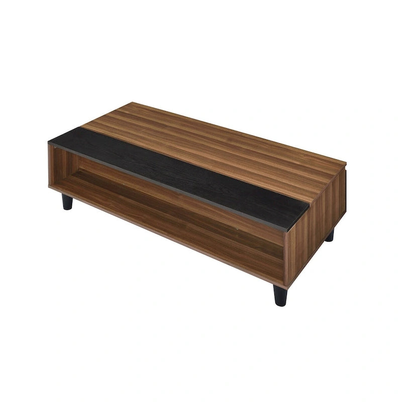 Table basse Avala avec plateau relevable en noyer et noir