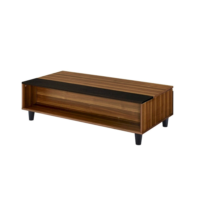 Table basse Avala avec plateau relevable en noyer et noir