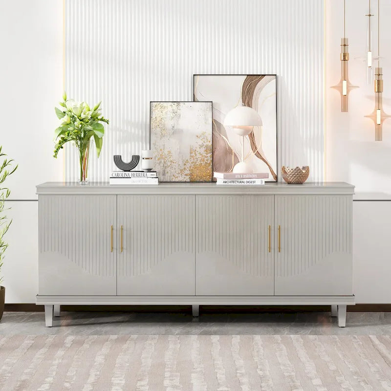 Modern 4-Door Storage Cabinet Sideboard Buffets for Living Room Bedroom and Kitchen