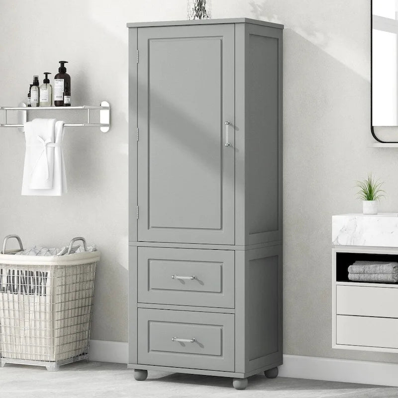Meuble de rangement haut de salle de bain de 156 cm, deux tiroirs et étagère réglable
