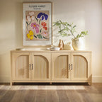 Buffet moderne Middlebrook de 70 pouces avec portes cannelées arquées