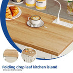 Meuble îlot de cuisine roulant de 114 cm avec rangement et tiroirs, table de bar extensible avec roulettes verrouillables