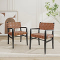 Chaises de salle à manger Morden en bois d'hévéa tressé avec accoudoirs (lot de 2)
