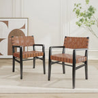 Chaises de salle à manger Morden en bois d'hévéa tressé avec accoudoirs (lot de 2)
