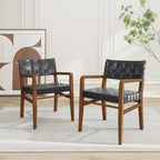 Chaises de salle à manger Morden en bois d'hévéa tressé avec accoudoirs (lot de 2)