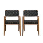 Chaises de salle à manger Morden en bois d'hévéa tressé avec accoudoirs (lot de 2)