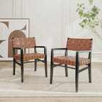 Chaises de salle à manger Morden en bois d'hévéa tressé avec accoudoirs (lot de 2)