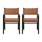 Chaises de salle à manger Morden en bois d'hévéa tressé avec accoudoirs (lot de 2)