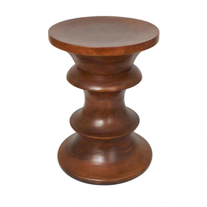 Wood Geometric Handmade Side End Accent Table - Brown - Roche River Decor